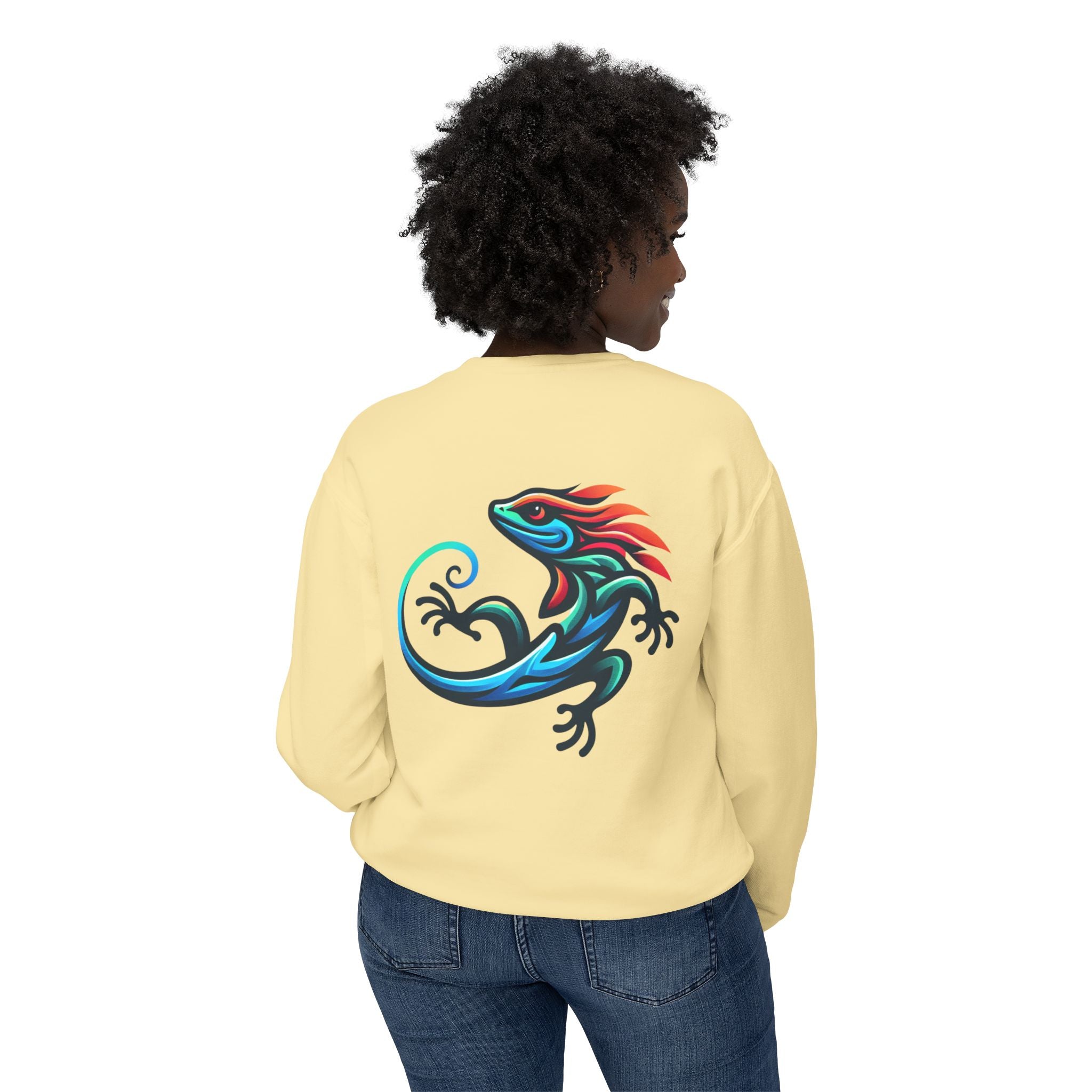 Lizard Graphic Crewneck Sweatshirt — "make your life better" Inspirational Casual Pullover
